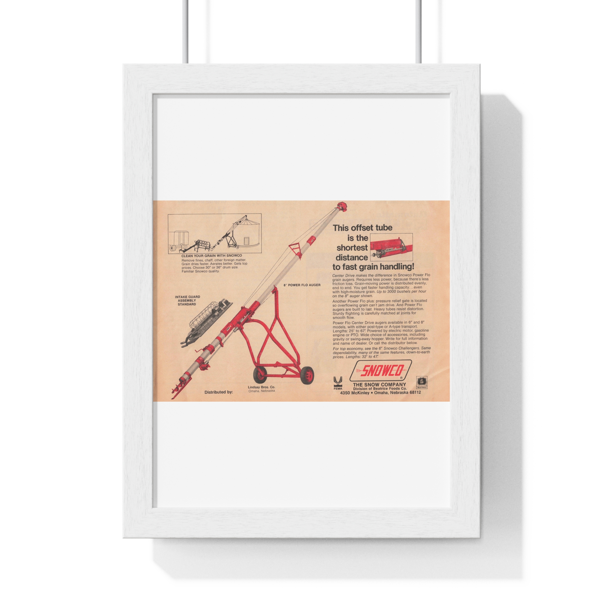 1972 The Snow Company (SNOWCO) Clean Your Grain With SNOWCO - Vertical Framed Poster - Image 4