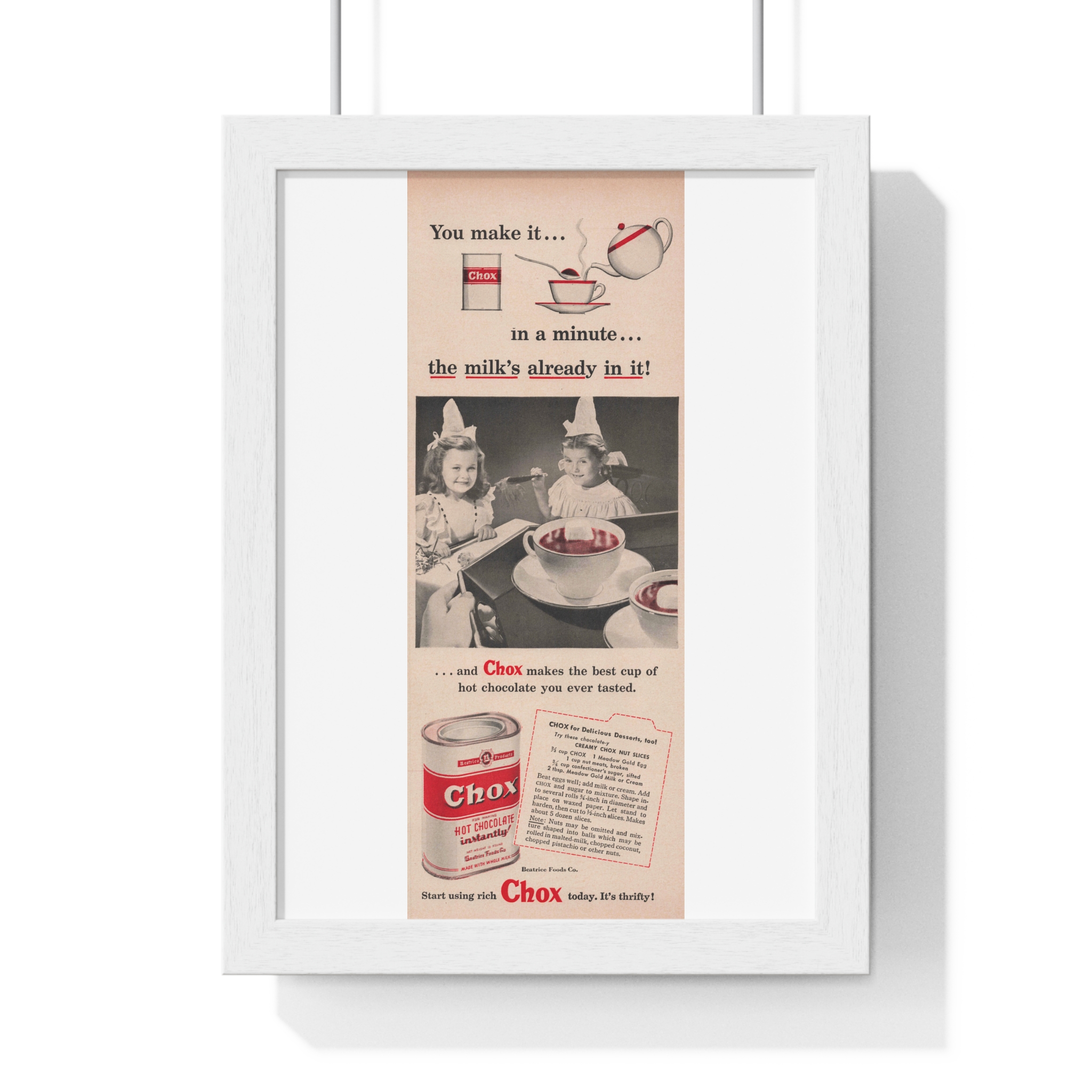 1948 Chox Hot Chocolate (Beatrice Foods Co.) - Vertical Framed Poster - Image 4