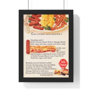 1965 Swift's Premium Brown'N Serve Sausage - Vertical Framed Poster