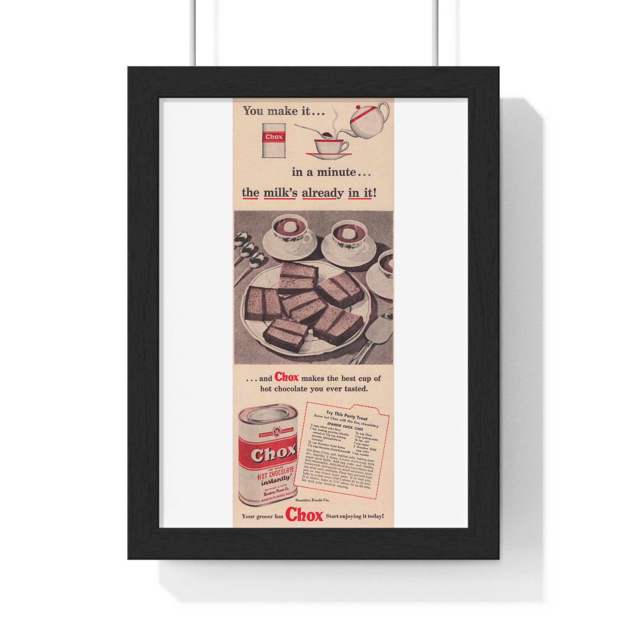 1949 Chox Hot Chocolate (Beatrice Foods Co.) – Vertical Framed Poster