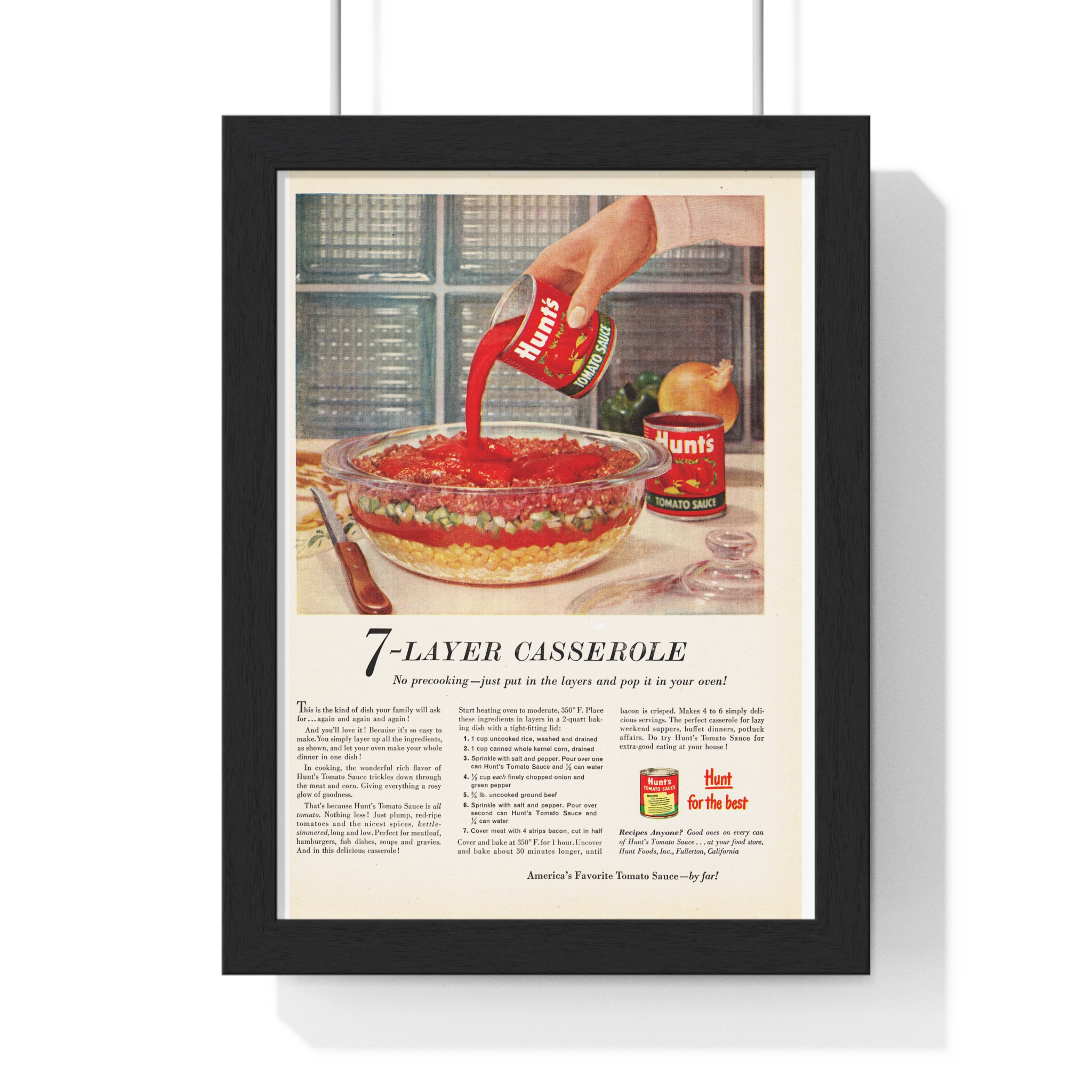 1952 Hunt's 7-Layer Casserole - Vertical Framed Poster