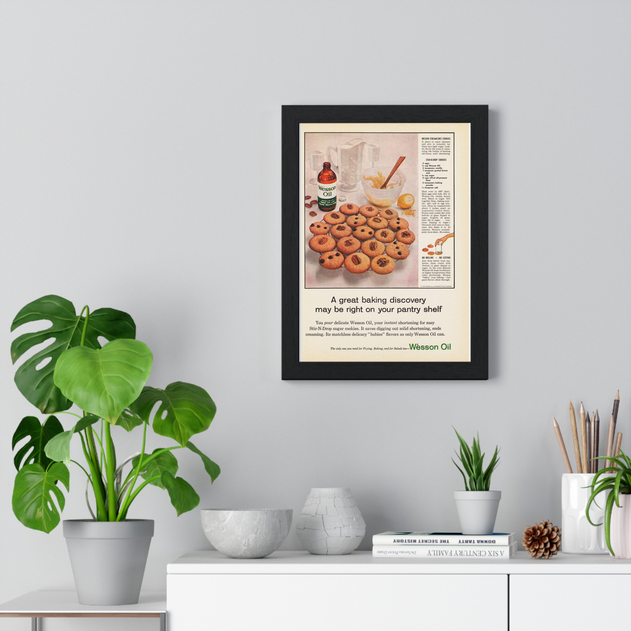 1956 Wesson Oil A great baking discover may be right on your pantry shelf - Vertical Framed Poster - Image 2