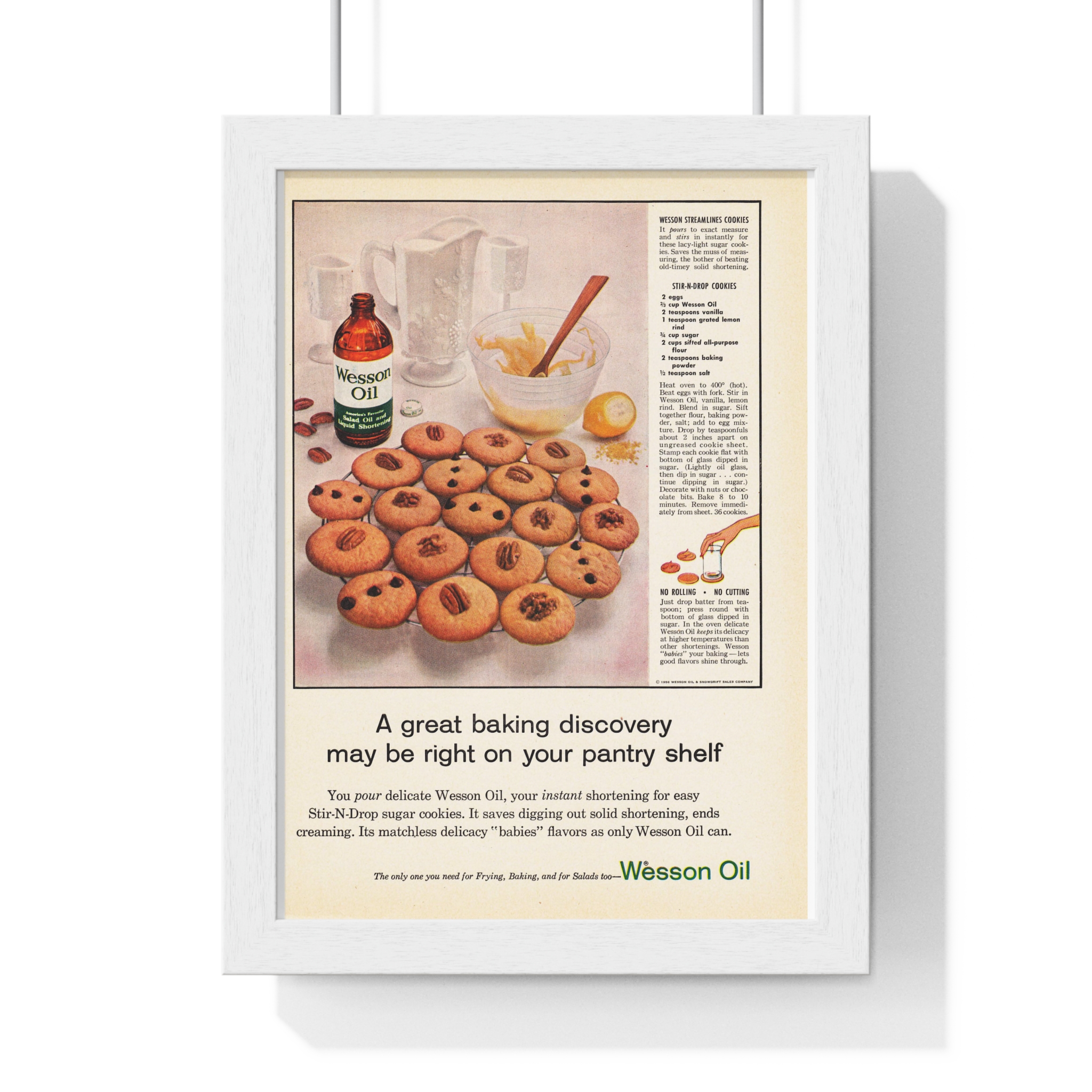 1956 Wesson Oil A great baking discover may be right on your pantry shelf - Vertical Framed Poster - Image 4