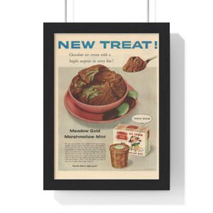 1955 Meadow Gold (Beatrice Foods Co.) New Treat! Marshmallow Mint - Vertical Framed Poster