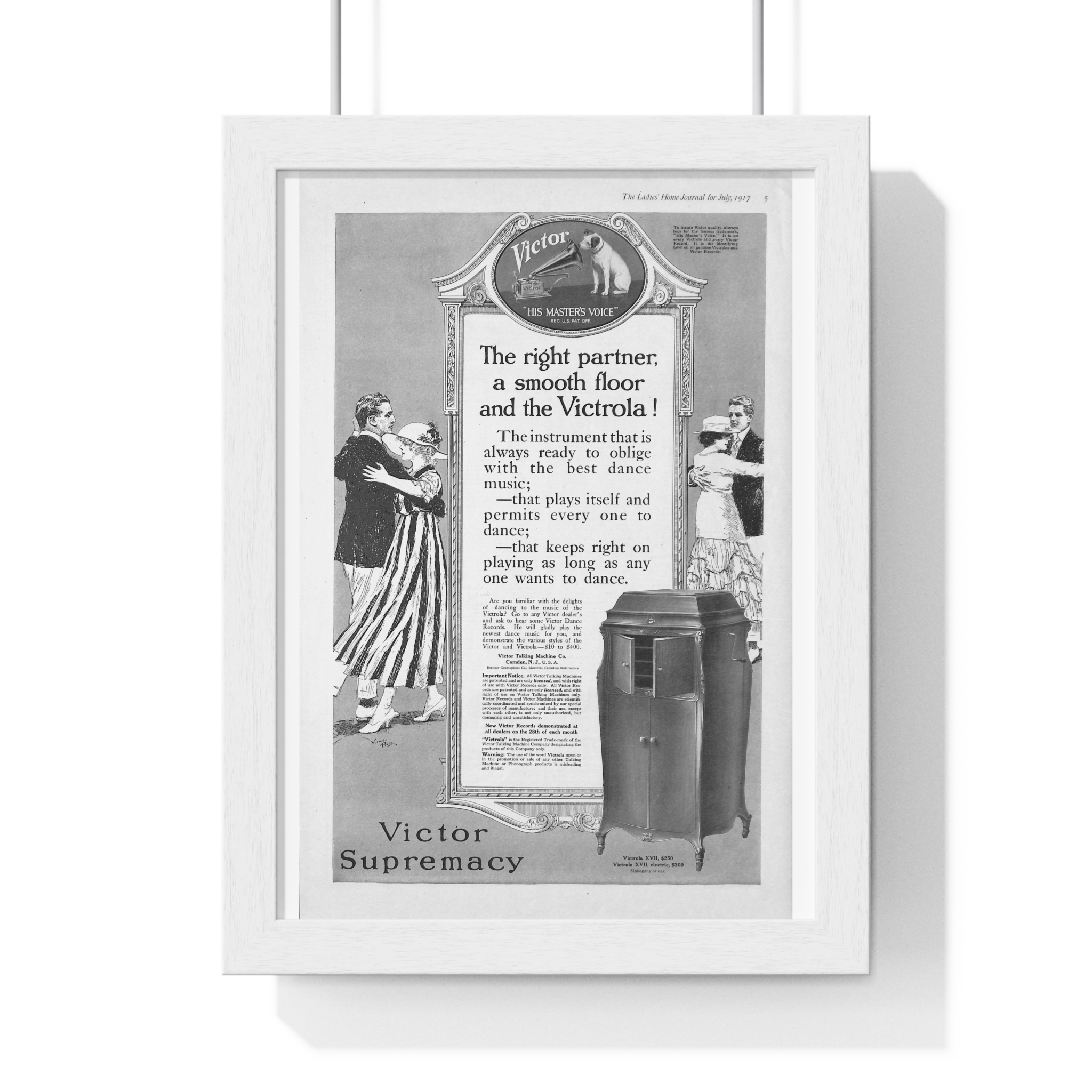 1917 Victor the right partner, a smooth floor and the Victrola! - Vertical Framed Poster - Image 4