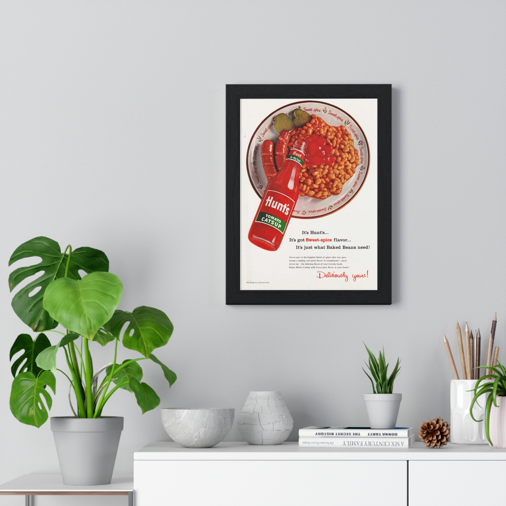 1956 Hunt's It's just what Baked Beans need! - Vertical Framed Poster - Image 2