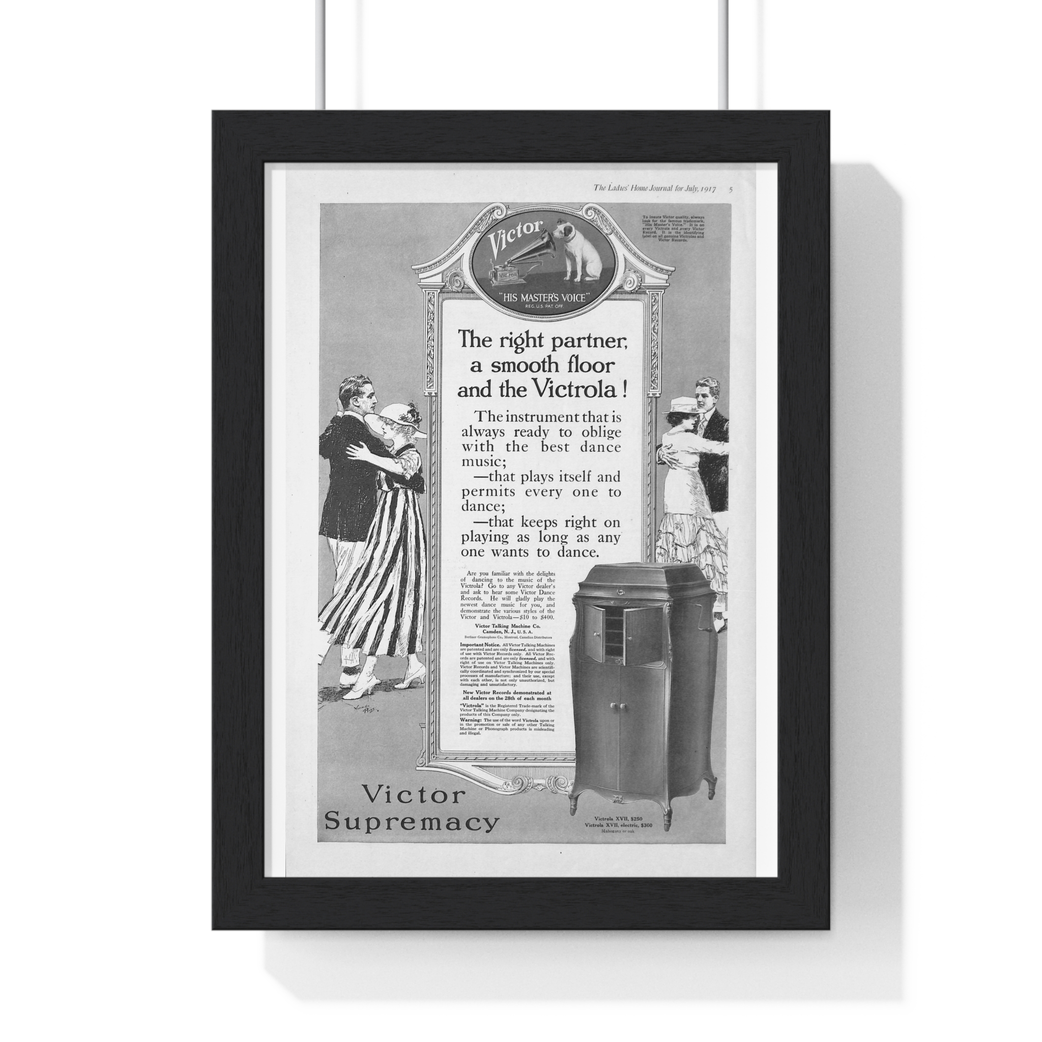 1917 Victor the right partner, a smooth floor and the Victrola! - Vertical Framed Poster
