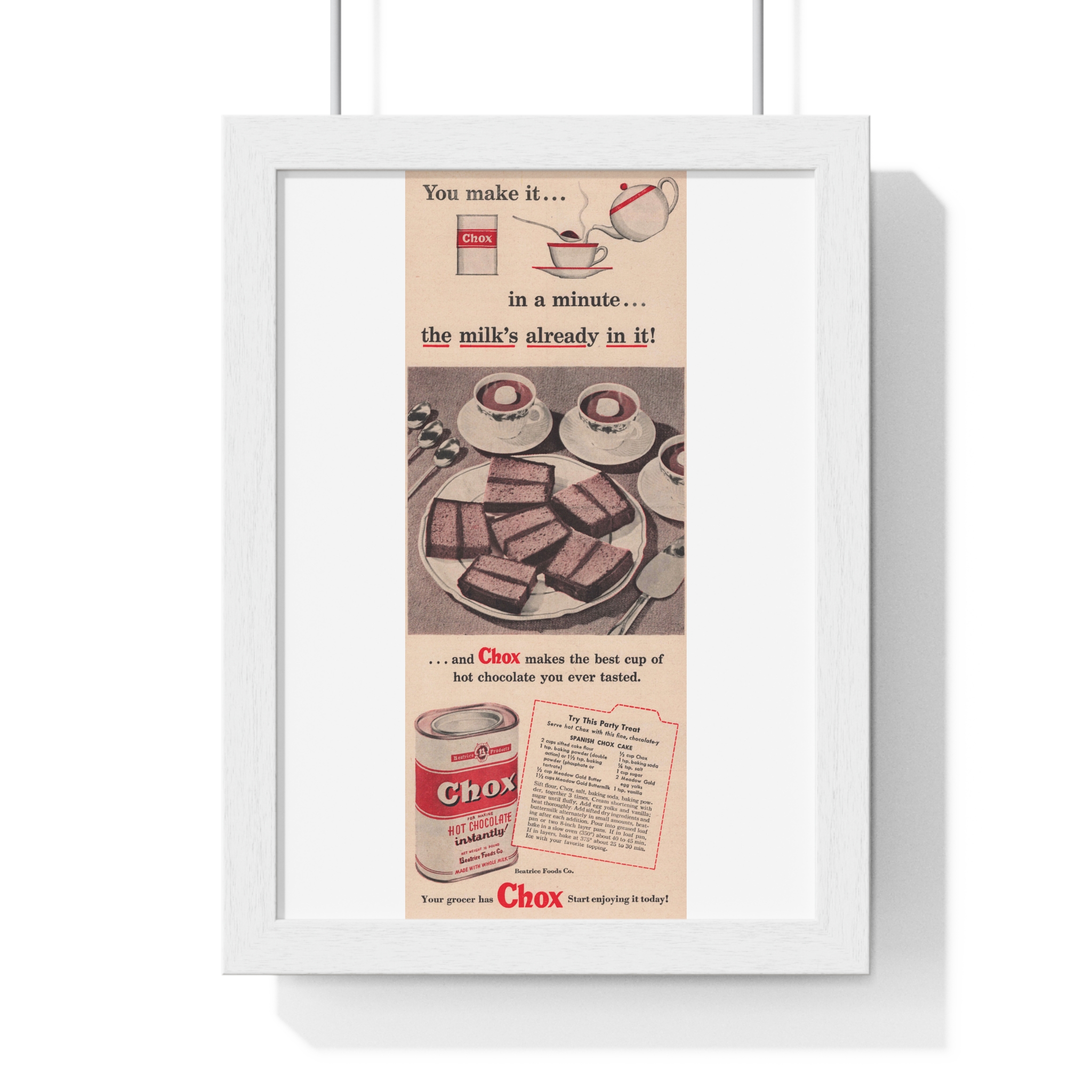 1949 Chox Hot Chocolate (Beatrice Foods Co.) – Vertical Framed Poster - Image 4