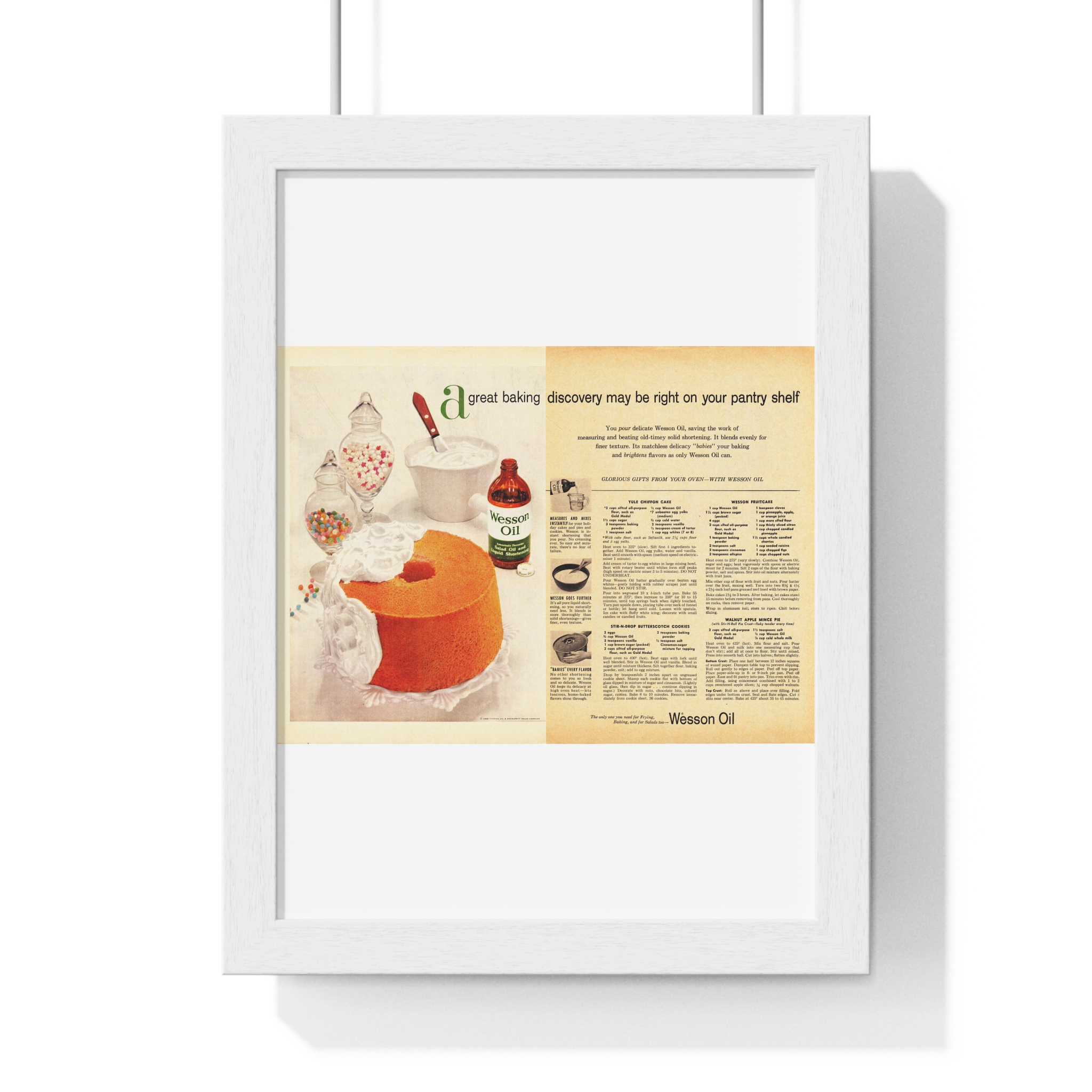 1956 Wesson Oil a great baking discovery may be right on your pantry shelf - Vertical Framed Poster - Image 4