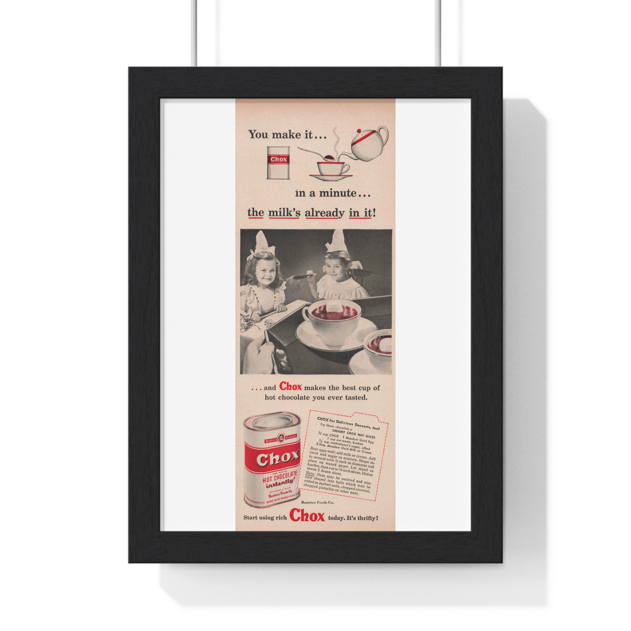 1948 Chox Hot Chocolate (Beatrice Foods Co.) - Vertical Framed Poster
