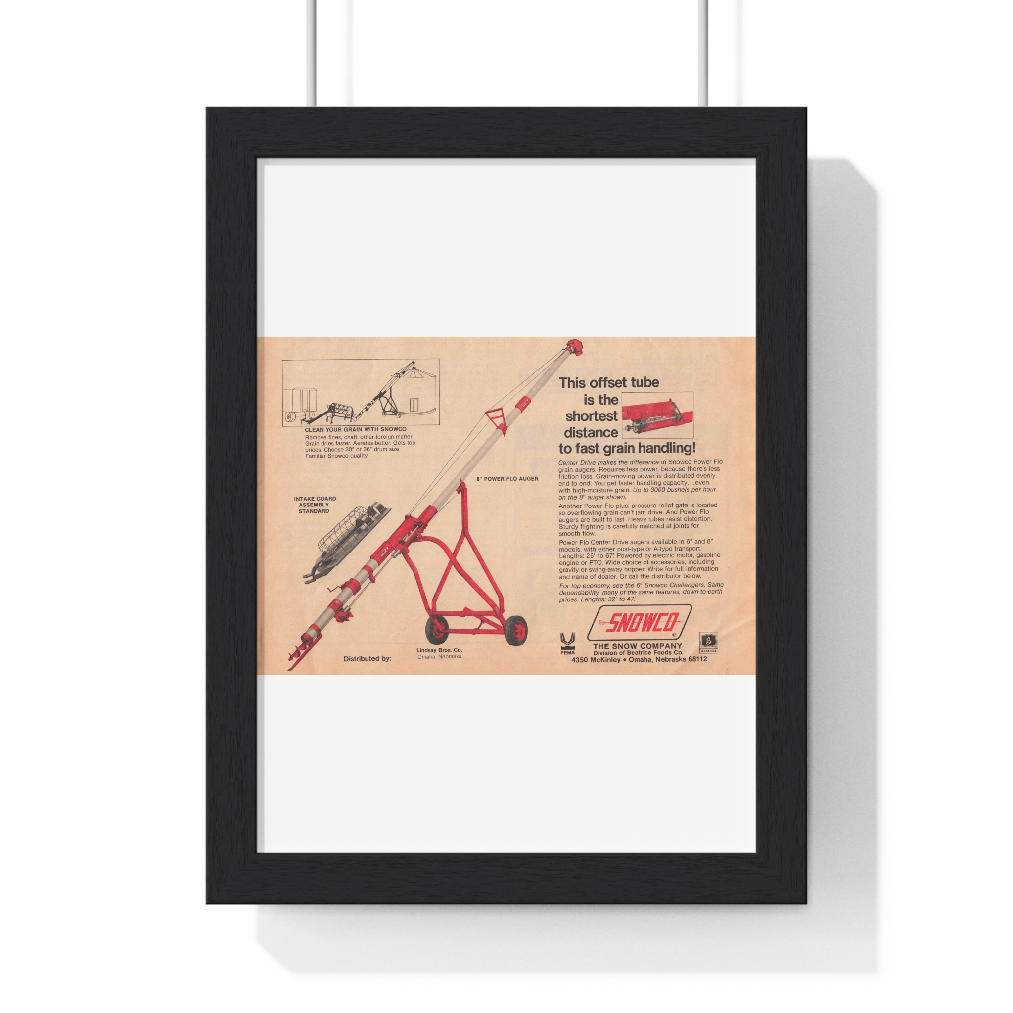 1972 The Snow Company (SNOWCO) Clean Your Grain With SNOWCO - Vertical Framed Poster