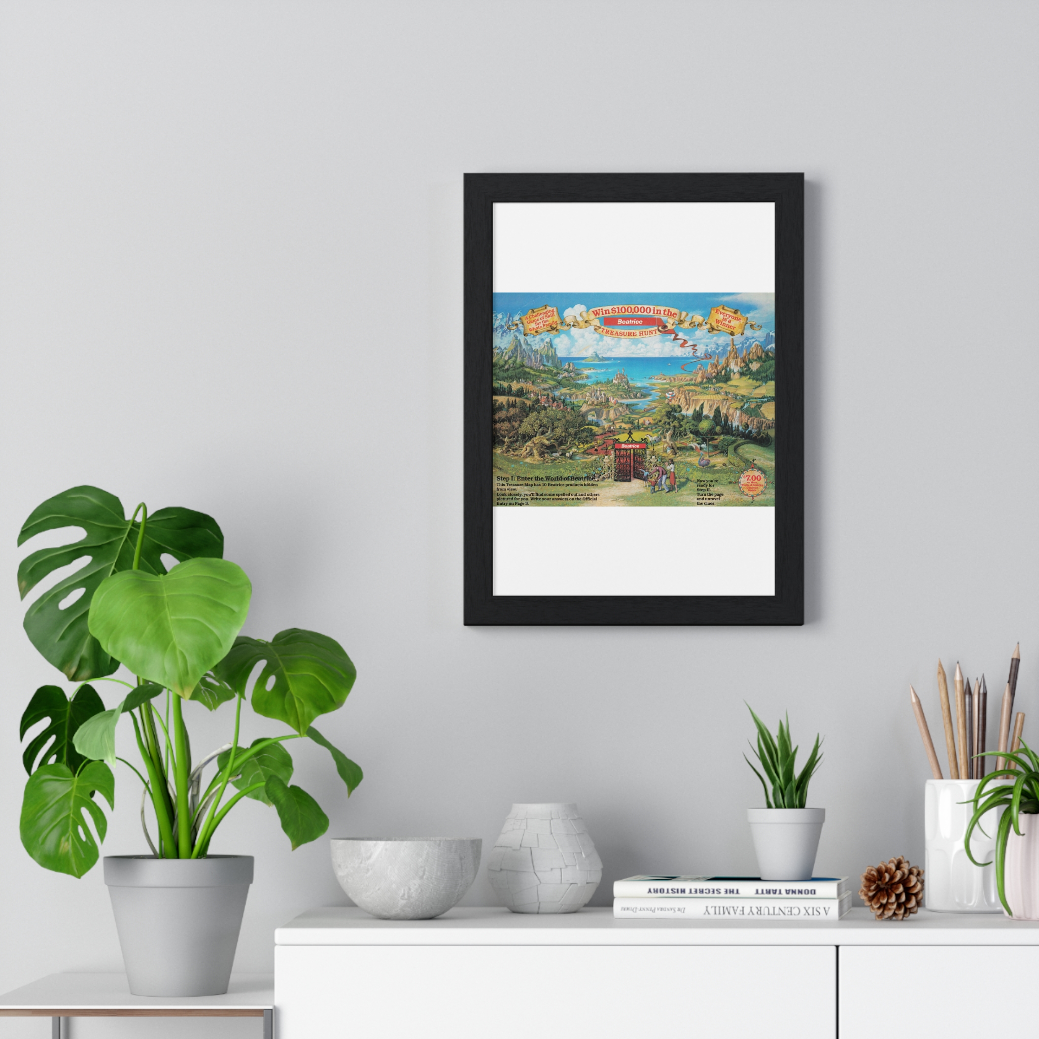1985 Win 100,000 in The Beatrice Treasure Hunt - Vertical Framed Poster - Image 2