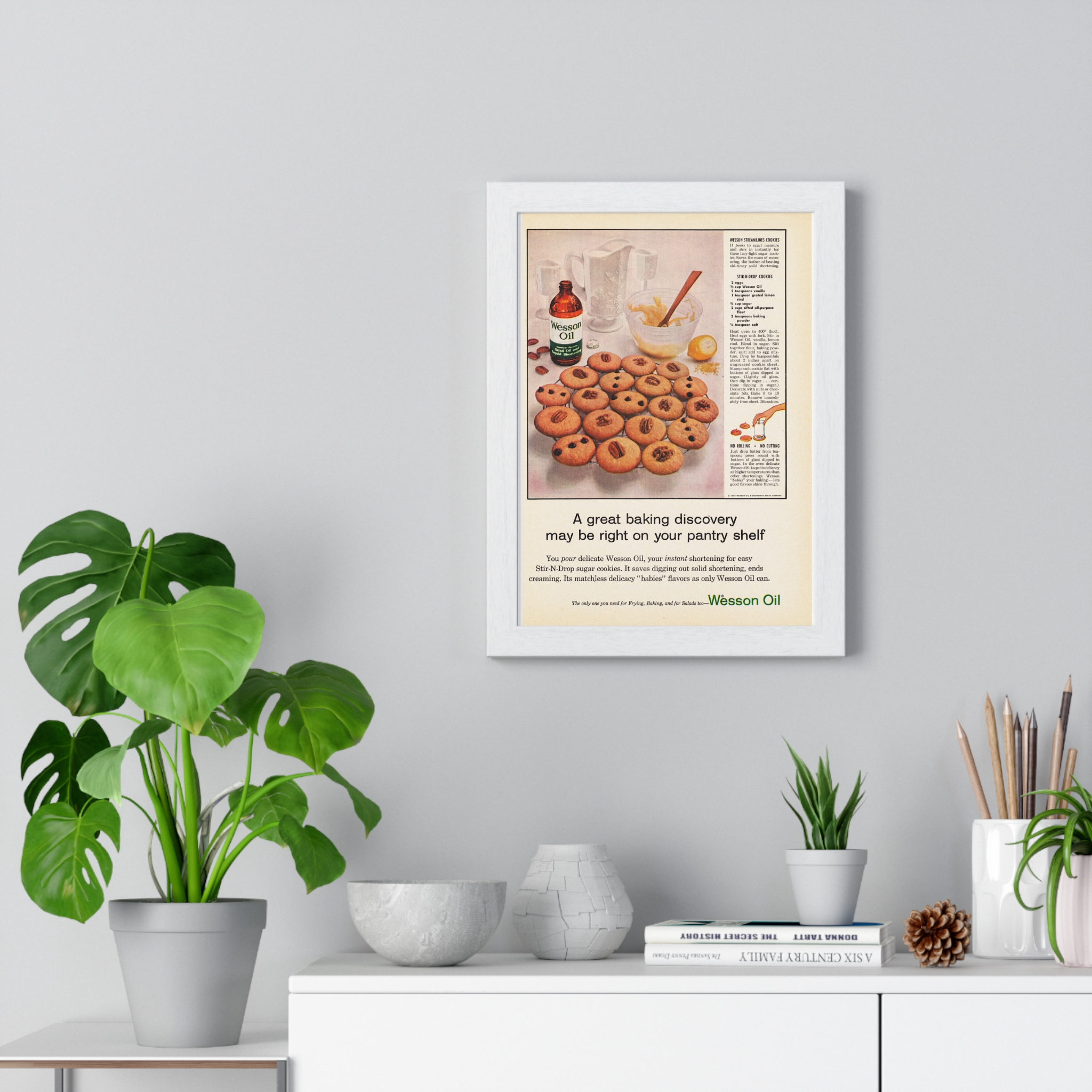 1956 Wesson Oil A great baking discover may be right on your pantry shelf - Vertical Framed Poster - Image 5