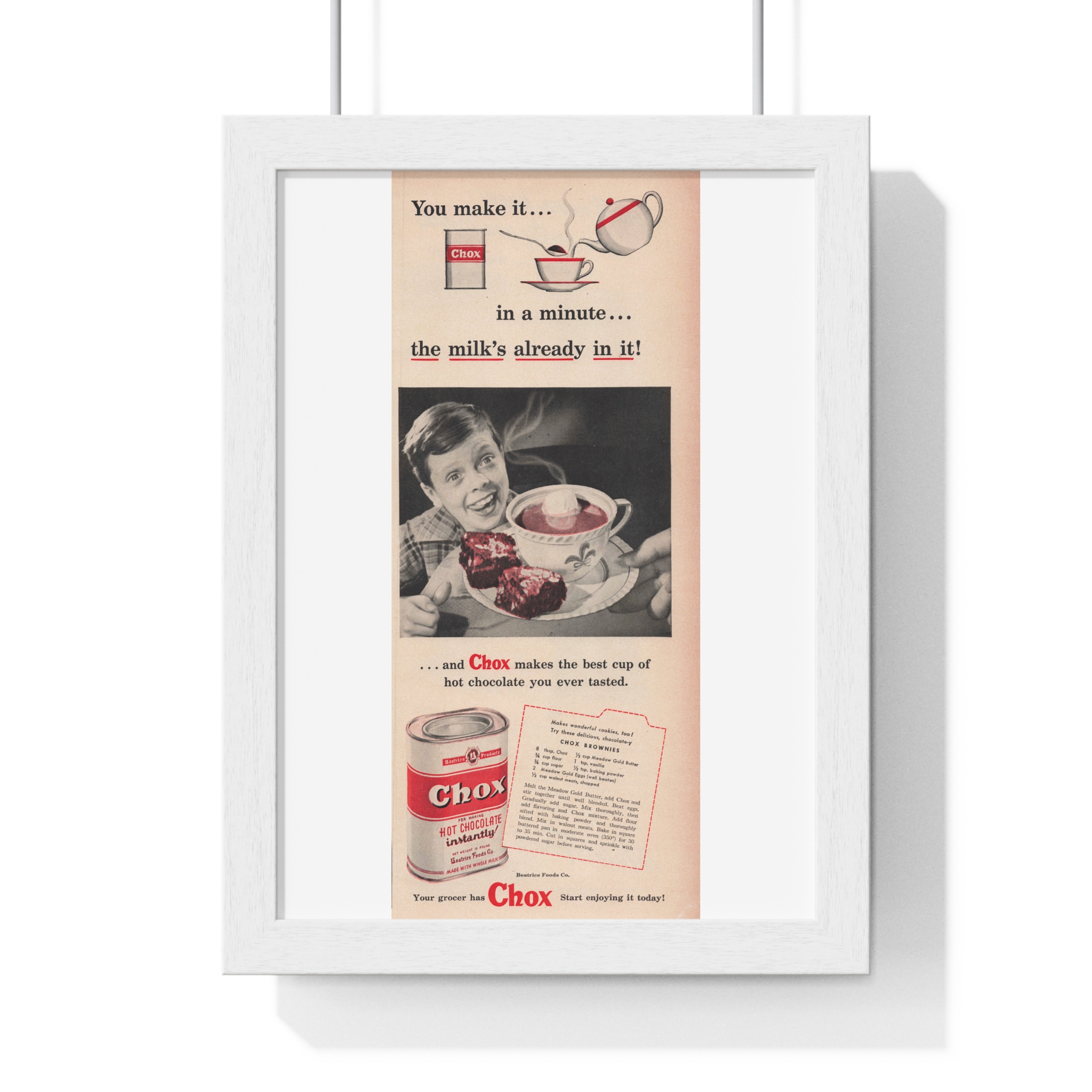 1948 Chox Hot Chocolate (Beatrice Foods Co.) - Vertical Framed Poster - Image 4