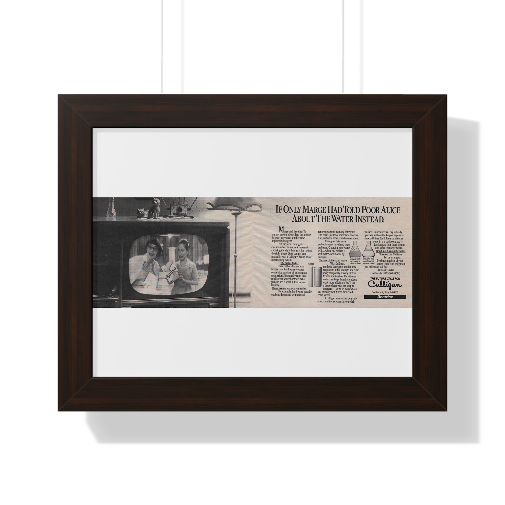 1985 Culligan (Beatrice Consumer) If Only Marge Had Told Poor Alice About The Water Instead - Framed Horizontal Poster - Image 4