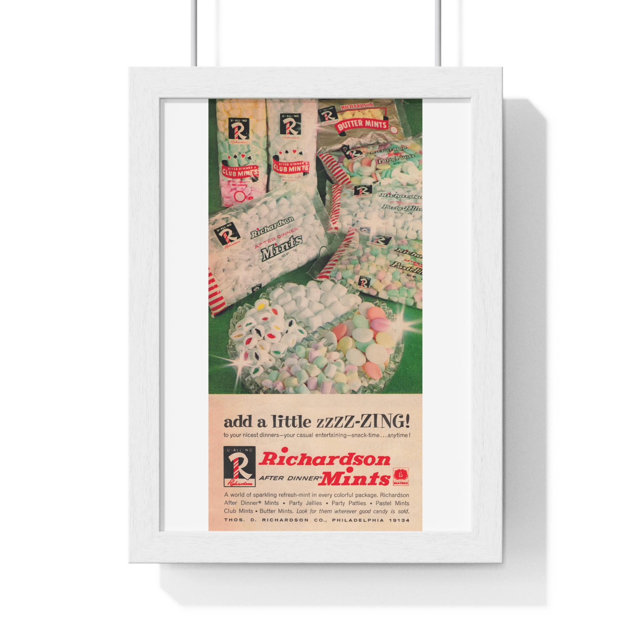 1966 Richardson After Dinner Mints add a little zzzz-zing - Vertical Framed Poster - Image 4