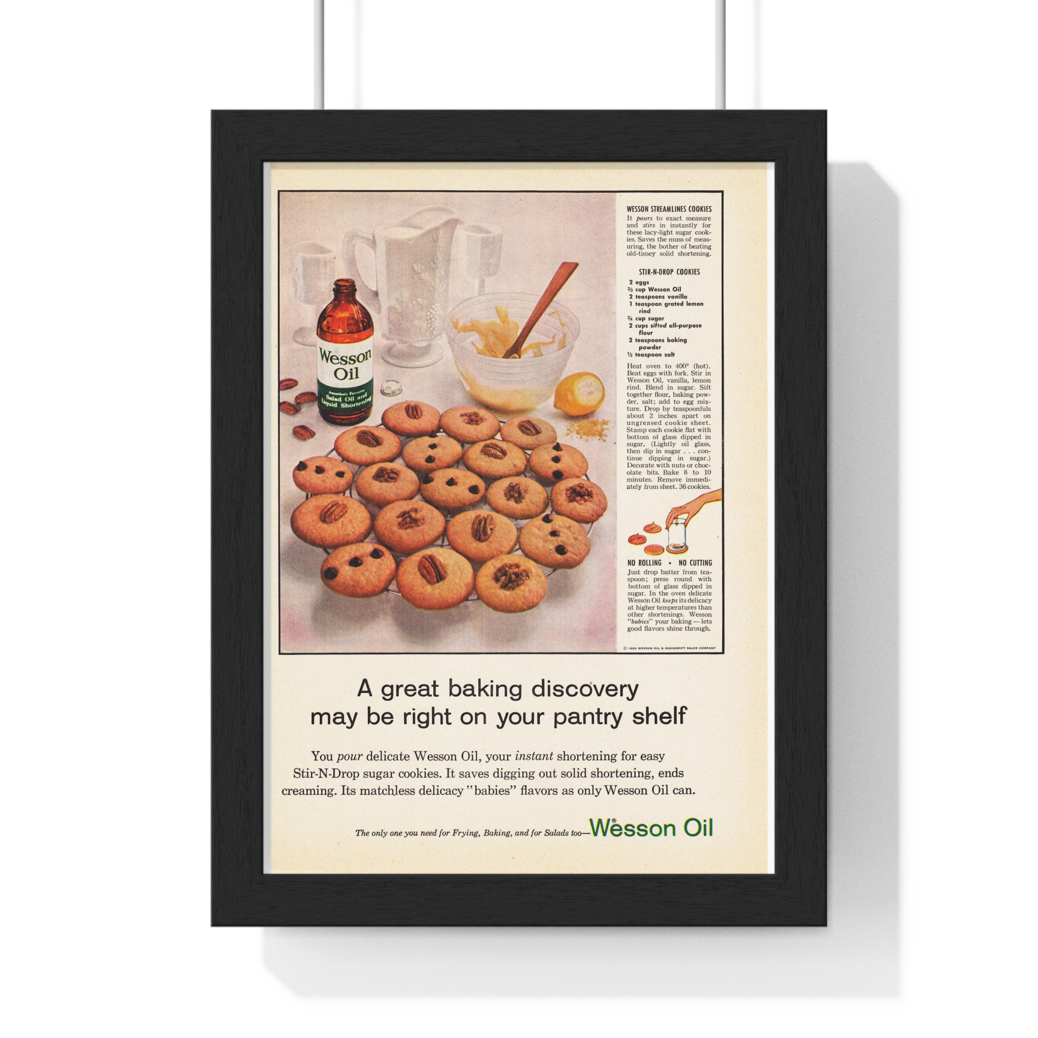 1956 Wesson Oil A great baking discover may be right on your pantry shelf - Vertical Framed Poster