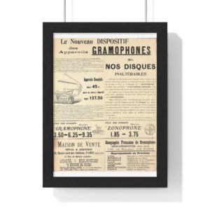 1895 Zonophone Le Nouveau Dispositif des Appareils Grahophones - Vertical Framed Poster