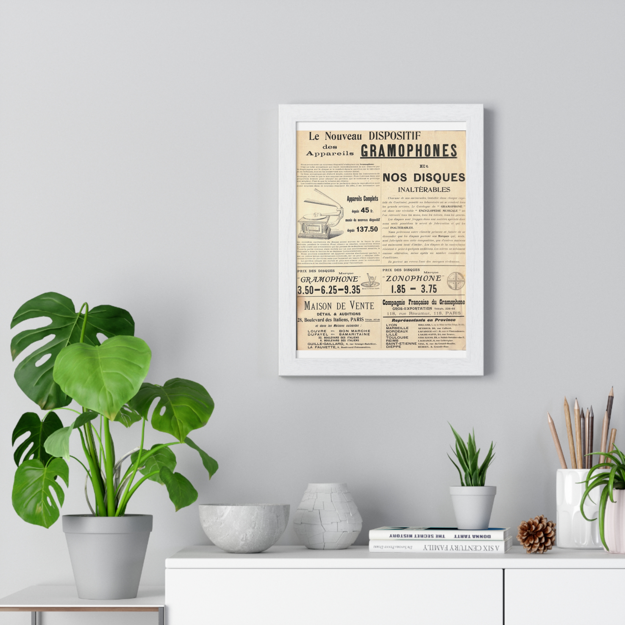 1895 Zonophone Le Nouveau Dispositif des Appareils Grahophones - Vertical Framed Poster - Image 5